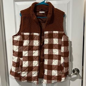 Maurices burnt orange buffalo plaid vest